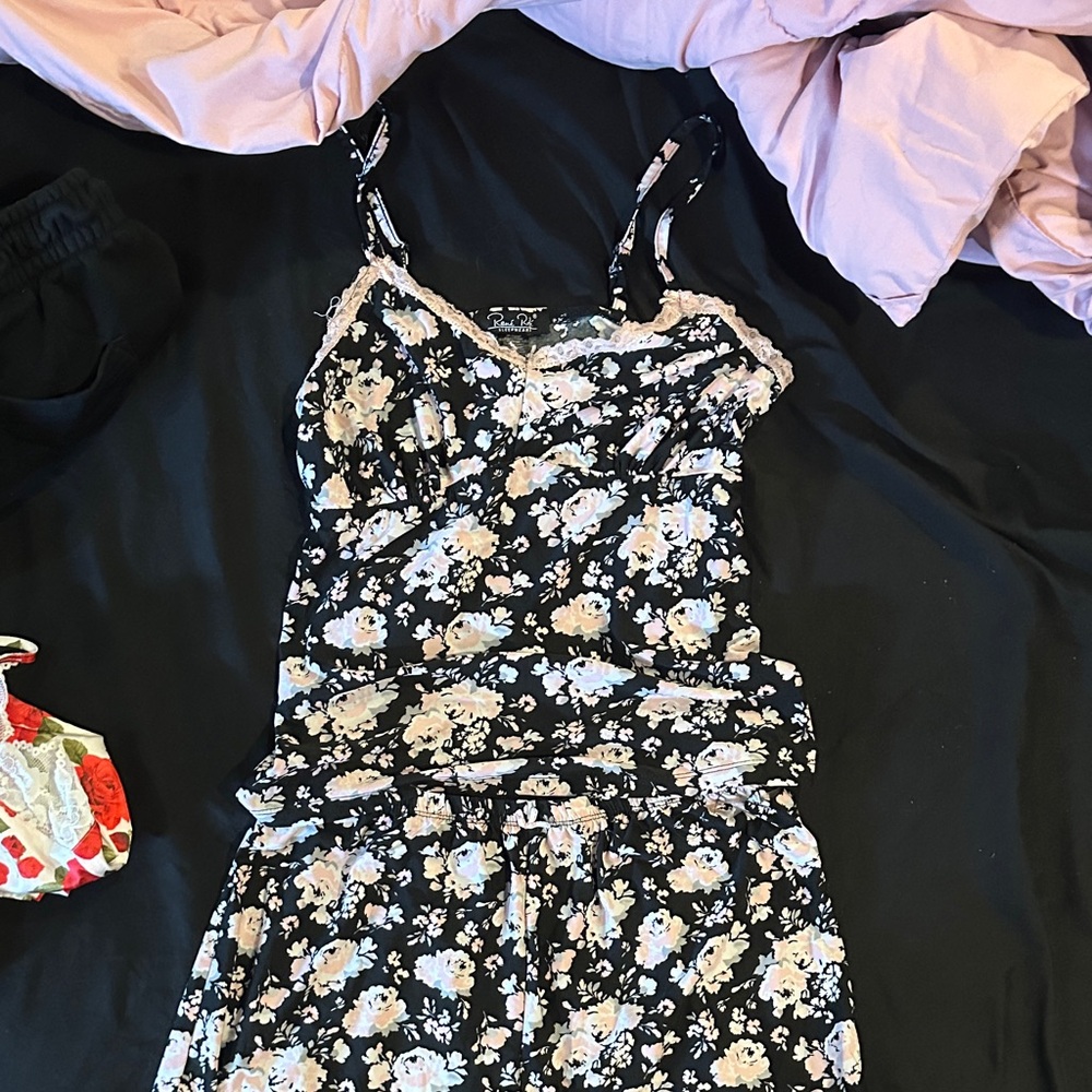 T.J.Maxx Black Floral Pajama Set